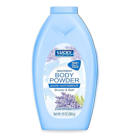 Lucky Super Soft Cornstarch Body Powder, Lavender, 10 Ounce-VivaGrace Women