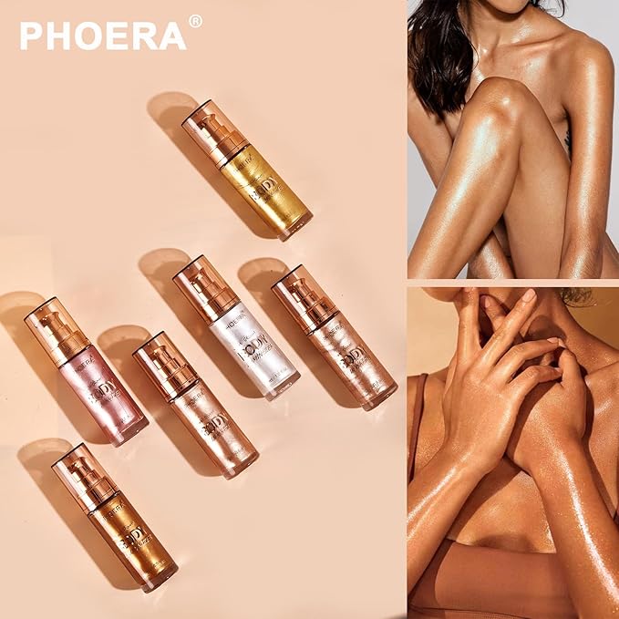 PHOERA Body Luminizer Highlighter, Waterproof Moisturizing and Glow For Face & Body, Face Body Glow Illuminator (101 Rose Gold)-VivaGrace Women