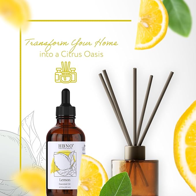 HBNO California Bottled Lemon Essential Oil 4 fl oz (120ml) - Natural & Premium Grade - Lemon Essential Oil for Cleaning-VivaGrace Women