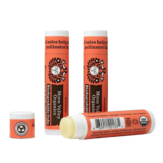 Moon Valley Organics Beeswax Lip Balm for Moisturizing Lips and Cuticles (ZINGY CINNAMON, 3-Pack)-VivaGrace Women