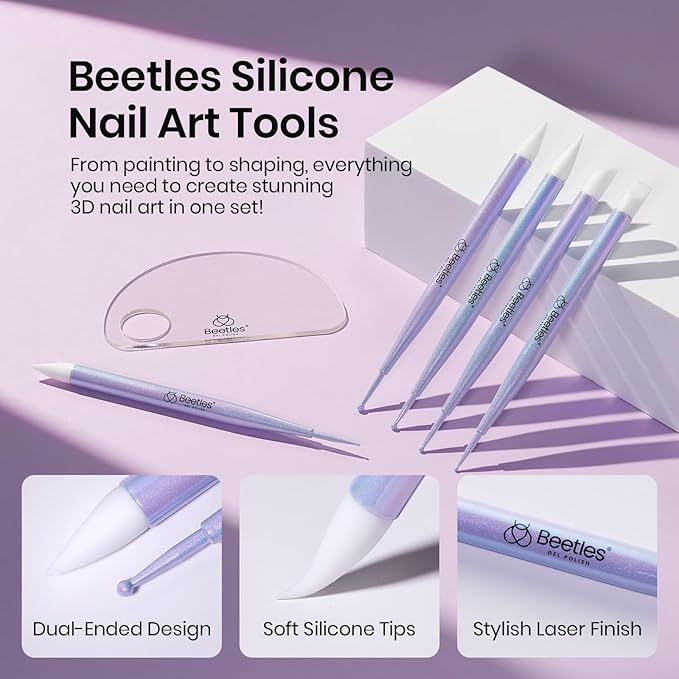 Beetles 5PCS Nail Art Dotting Tools Nail Art Sculpture Pen, Dual-Head Resin Nail Art Tools, Carving Drawing Tool, Silicone Brushes Set Pottery Clay Sculpting Tools Modeling Painting Tool DIY Art-VivaGrace Women