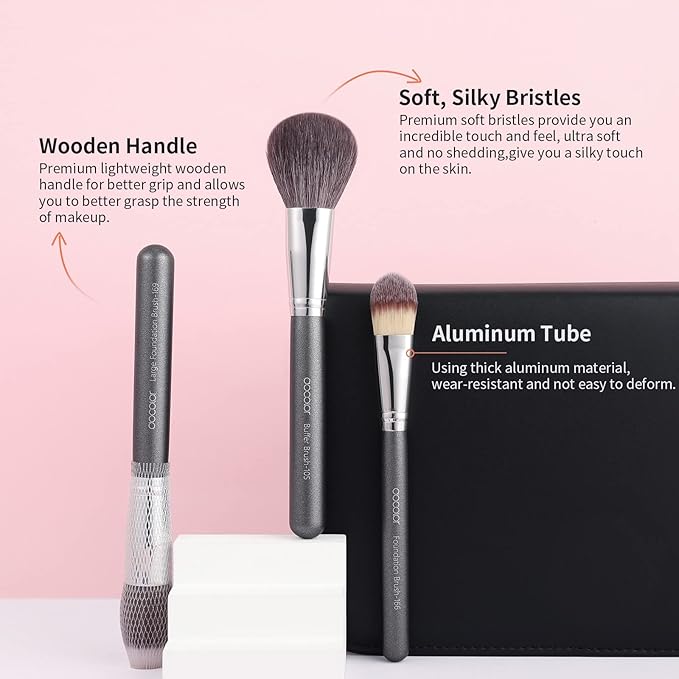 Docolor Professional Makeup Brush Set 29Pcs Makeup Brushes Valentines Day Gifts Premium Goat Synthetic Fiber Foundation Face Powder Blush Concealer Eyeshadows Make Up Brushes with PU Leather Case-VivaGrace Women