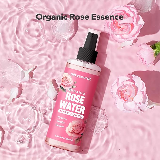 Organic Rose Water Spray (8.45 Fl Oz), Rosewater Spray for Face & Hair, Rose Water for Skin Care-VivaGrace Women
