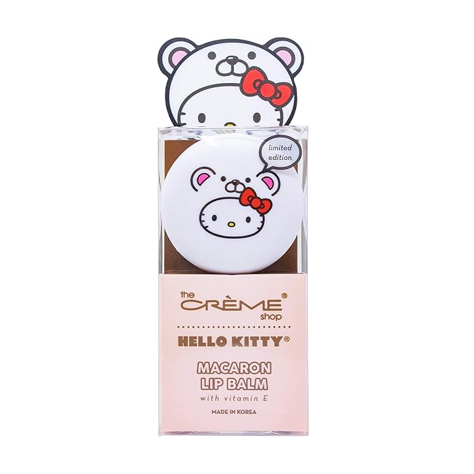 The Crème Shop x Sanrio Hello Kitty Macaron Lip Balm Korean Cute Scented Pocket Portable Soothing Cruelty-Free (Hello Kitty White Chocolate)-VivaGrace Women