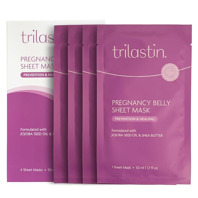 TriLASTIN Belly Masks - Belly Masks for Pregnant Women - Hydrating & Soothing for Itchy Skin - Reduces Stretch Marks - Safe for Sensitive Skin - Paraben & Phthalate-Free - Made in USA - 4 Pack-VivaGrace Women