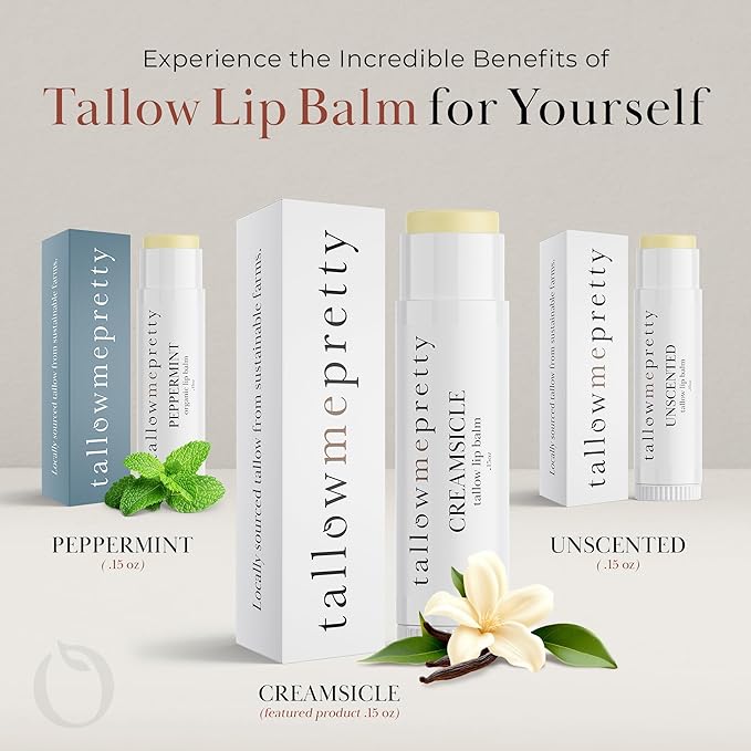 Creamsicle Lip Balm, Luxuriously Soothing & Protective Tallow Lip Balm w/Nutrient-Rich Tallow, Vanilla Bean, Sweet Orange Essential Oil & More, Non-Toxic Lip Care, USA Made, .15 Oz.-VivaGrace Women