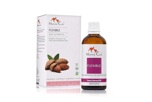 Mommy Care Perineal Massage Oil Labor Preparation, Flexible Perineal Massage Oil, Sweet Almond Oil For Pregnancy and Postpartum Recovery 100ml/3.38 fl.oz Certified Organic All Natural-VivaGrace Women