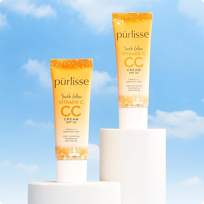 pürlisse Youth Glow Vitamin C CC Cream with SPF 50 - Color Corrector Enriched with Sea Buckthorn, Vitamin C & Hyaluronic Acid - Boosts Radiance & Youthfulness - Paraben-Free - Fair (1.4 oz)-VivaGrace Women