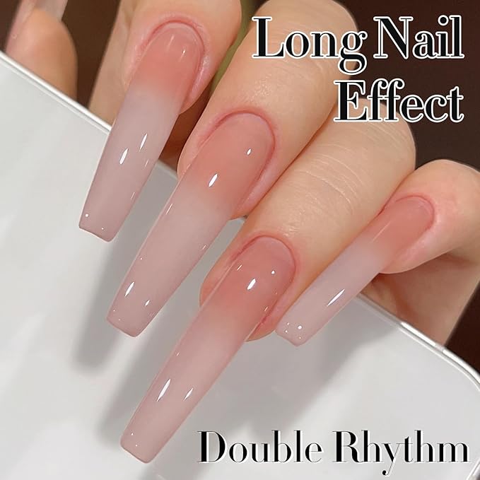 Double Rhythm Translucent Gel Polish Sheer Neutral Natural Light Milky Same Color Same Bottle 15ML Jelly Nail Polish Nail Art DIY at Home (Milky Nude Purple-A1414)-VivaGrace Women
