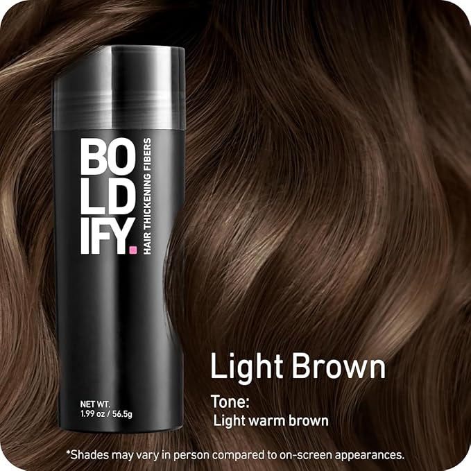 BOLDIFY Hair Fibers (56.5g) - Fill In Thinning and Fine Hair for an Instantly Fuller, Thicker Look - 14 Shades for Women & Men - Light Brown-VivaGrace Women
