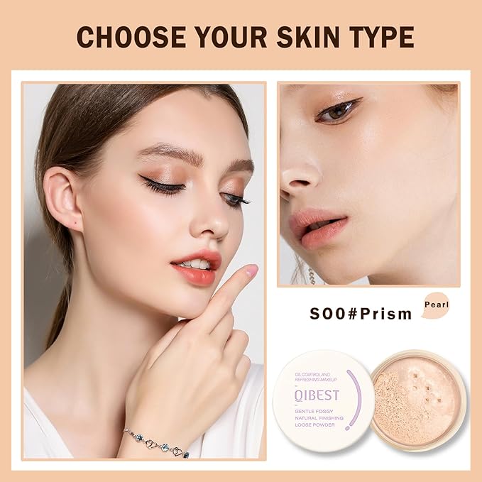 Setting Powder Loose Face Powder Lightweight Soft Smooth Brighten Minimizes Pores Long Lasting Oil Control Loose Powder Makeup For Matte Flawless Finish 00#Prism-VivaGrace Women