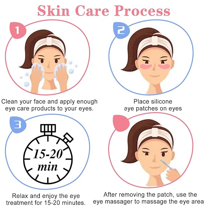 Under Eye Patches, 4 Pairs Reusable Under Eye Patches, Eye Patches for Puffy Eyes, with Metal Eye Cream Applicator, Eye Mask Silicone Eye Patches for Lifting Effect & Minimize Fine Lines & Wrinkles-VivaGrace Women