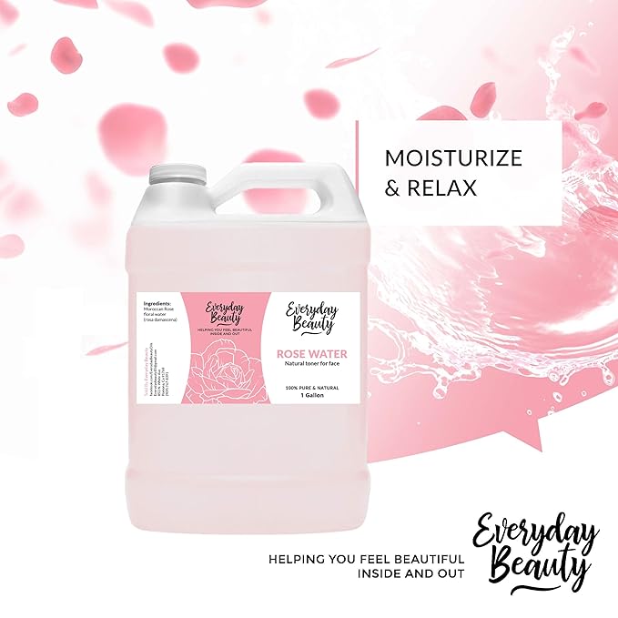 Rose Water Facial Toner Bulk - 1 Gallon Alcohol-Free Vegan All Natural Refreshing for Face and Hair - Uplifts, Calming & Soothing for All Skin Types-VivaGrace Women
