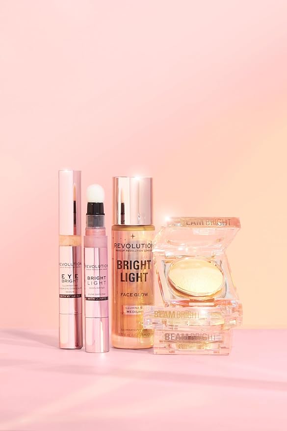 Makeup Revolution Beam Bright Highlighter, All Over Face Glow, Powder To Liquid Formula, 5 Different Shades, Bronze Baddie-VivaGrace Women