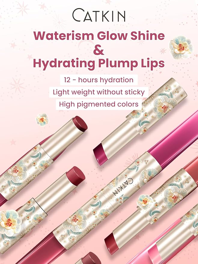 CATKIN Glossy Lip Balm Ultra Hydating Glow Lip Tinted Jelly Plump Melting Balm Shea Butter Repair Soothing For Dry Lips Dewy Finished 0.12 oz 2pcs Set 01-VivaGrace Women