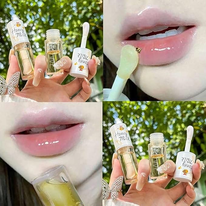 2Pcs Crystal Jelly Lip Oil Moisturizing Hydrating Lip Care Hydrating Lip Gloss Tinted Lip Balm, Long Lasting & Nourishing Lip Glow Oil, Non-sticky Fresh Texture-VivaGrace Women