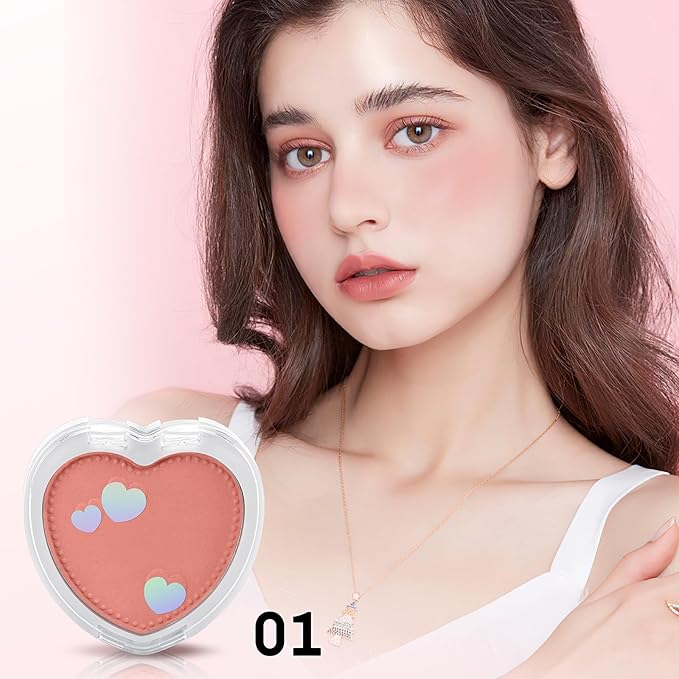 Boobeen Powder Blush Matte Pressed Blush Palette, Highly Pigmented Cream Pink Blusher for Cheeks, Blusher Compact Powder Makeup Lightweight Easily Blends, Single Color Rouge Powder-VivaGrace Women