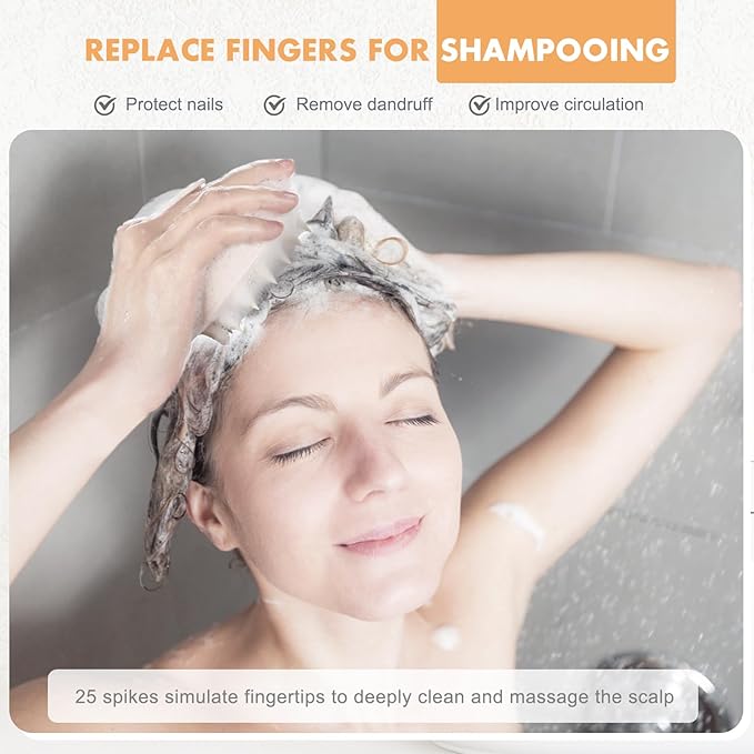 FREATECH 2-Pack Wheat Straw Hair Scalp Massager Shampoo Brush with Silicone Bristles for Hair Growth and Dandruff, Scalp Scrubber Head Exfoliator for Wet & Dry Use, Women Men Kids-VivaGrace Women