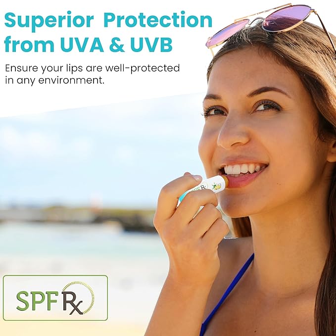 SPF Rx, SPF 30 Pina Colada Sunscreen Lip Balm Broad Spectrum Protection, Rapid Relief for Dry Chapped Lips, Superior Protection Against UVA & UVB Rays - 0.15 oz, (4 Pack)-VivaGrace Women
