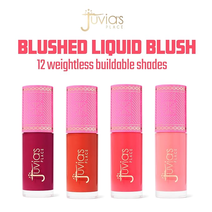 Juvia's Place Blushed Liquid Blush CoralRose - Dewy Tint Cheeks Makeup Glow Pigment Effortless Beauty Long Lasting Cosmetics Soft Creamy Natural Buildable All Skin Color Light Flawless Finish Blend-VivaGrace Women