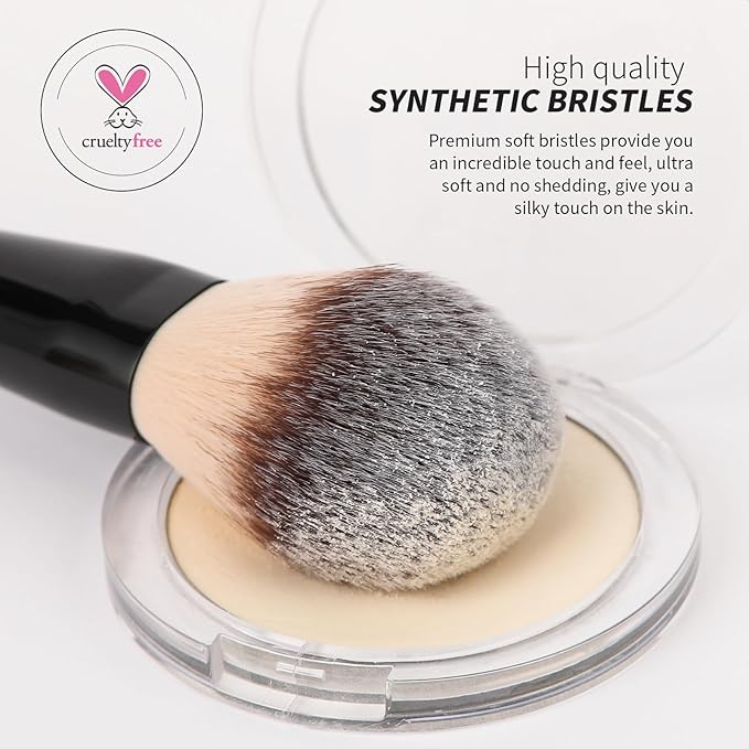 DUcare Foundation Brush Contour Bronzer Double Ended Makeup Brush for Blending Liquid Powder Concealer Cream Blush Buffe Black-VivaGrace Women