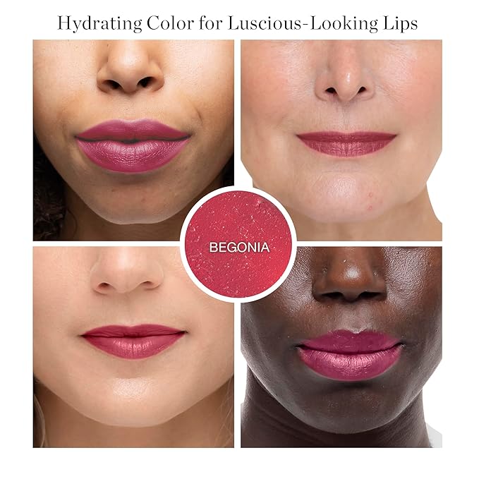 Ogee Tinted Sculpted Lip Oil - Lip Stain Made with 100% Organic Coconut Oil, Jojoba Oil, and Vitamin E - Best as Lip Balm, Lip Color or Lip Treatment - BEGONIA-VivaGrace Women