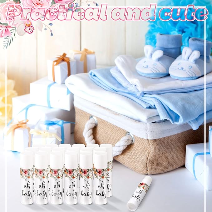 40 Pieces Lip Balm Bulk Baby Shower Jasmine Lip Balm Favors Floral Moisturizing Lip Balm for Women Children Men Girl kids Gender Reveal Favors Gift Baskets (Flower)-VivaGrace Women
