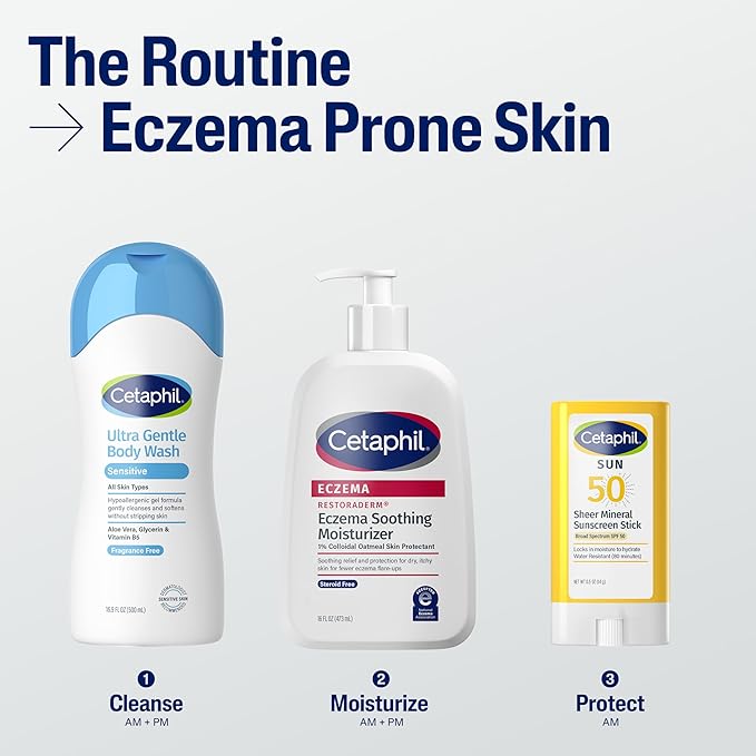 CETAPHIL ECZEMA RESTORADERM Soothing Moisturizer, For Eczema Prone Skin, 16 oz, Fewer Symptom Flare-Ups, 48 Hour Hydration, 1% Skin Protectant Colloidal Oatmeal, Steroid Free, Doctor Recommended Brand-VivaGrace Women
