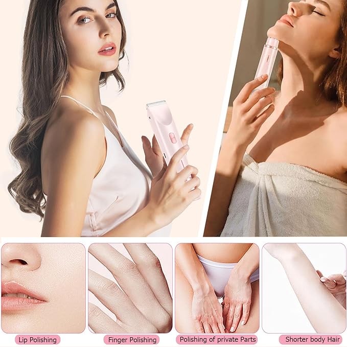 Bikini Trimmer for Women, Waterproof Bikini Shaver with Dual Head Design, Cordless Rechargeable Shaver for Women Private Area, Gentle Wet & Dry Hair Removal for Bikini Line & Underarms-VivaGrace Women