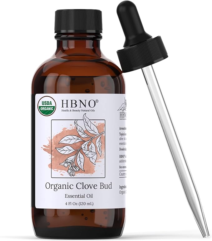 HBNO Organic Clove Bud Essential Oil - 4 oz (120ml) - USDA Certified Organic Clove Bud Essential Oil, Soap Making, DIY, Fragrances, Diffuser-VivaGrace Women
