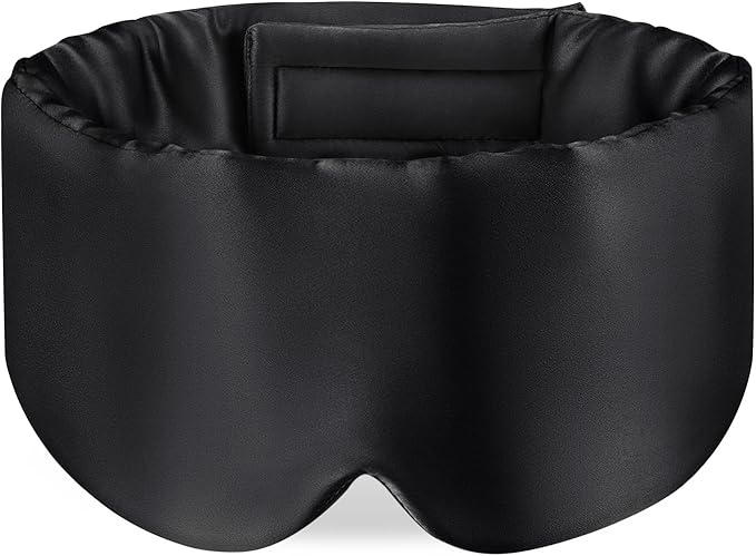 Zenssia 100% Mulberry Silk Sleep Mask Eye Mask for Man and Woman with Adjustable Headband, Full Size Large Sleep Mask & Blindfold for Total Blackout for All Night Sleep, Travel & Nap- Black-VivaGrace Women