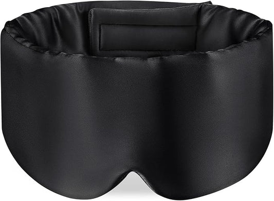 Zenssia 100% Mulberry Silk Sleep Mask Eye Mask for Man and Woman with Adjustable Headband, Full Size Large Sleep Mask & Blindfold for Total Blackout for All Night Sleep, Travel & Nap- Black-VivaGrace Women