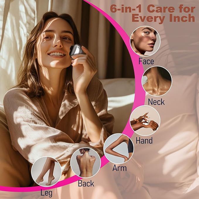 Facial Hair Removal for Women, 3D Floating Blade Rotary Razor, Wet/Dry Electric Shaver, Portable & USB Rechargeable Epilator Hair Remover for Face, Upper Lip, Chin, Arms & Legs (Silver)-VivaGrace Women