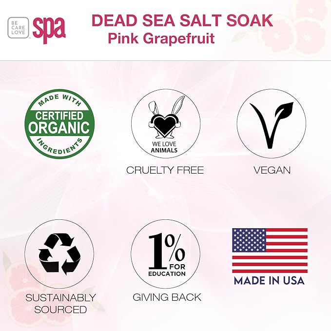 BCL SPA Dead Sea Salt Soak - bath salt with organic Pink Grapefruit, Shae Butter, Arnica, Aloe Vera juice, Chamomile, Argan oil & Jojoba oil skin exfoliator - Home/Professional use 16 fl oz-VivaGrace Women