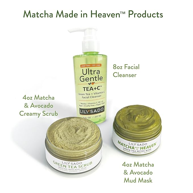 LILY SADO MATCHA MADE IN HEAVEN™ Sugar Facial Scrub - Best Daily Facial Exfoliating Cleanser for Women & Men - Vegan Face Wash Exfoliates Skin, Treats Acne, Reduces Pore Size - 4 oz-VivaGrace Women