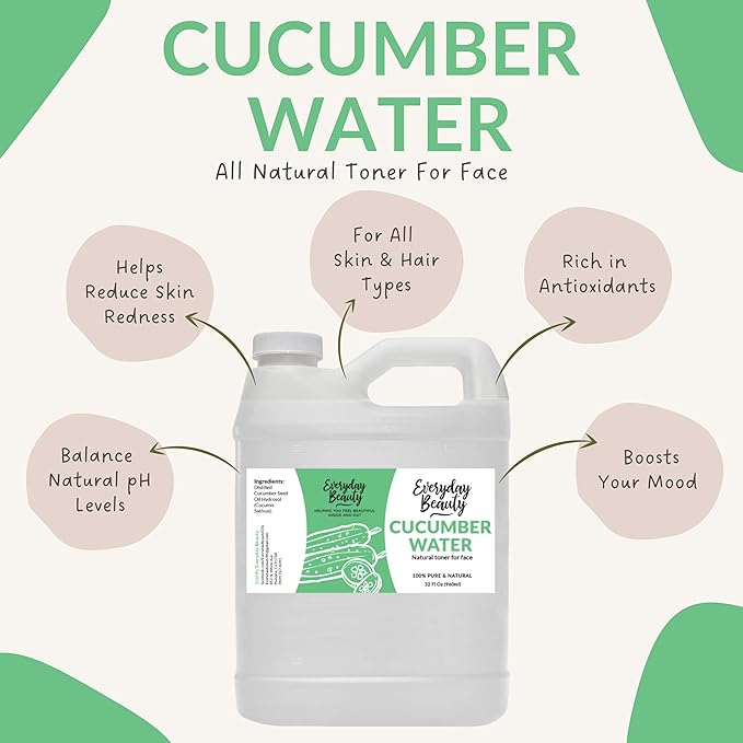 Cucumber Hydrosol Bulk - 32 oz All Natural Hydrating Spray Mist for Face and Hair - 100% All Natural Cucumber Water-VivaGrace Women
