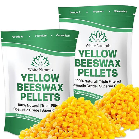 Yellow Beeswax Pellets 2lb (1lb in Each Bag), Pure, Natural, Cosmetic Grade, Organic, Bees Wax Pastilles, 3X Filtered, Great For Candle Making, Soaps, DIY Lip Balms, Lotions By White Naturals-VivaGrace Women