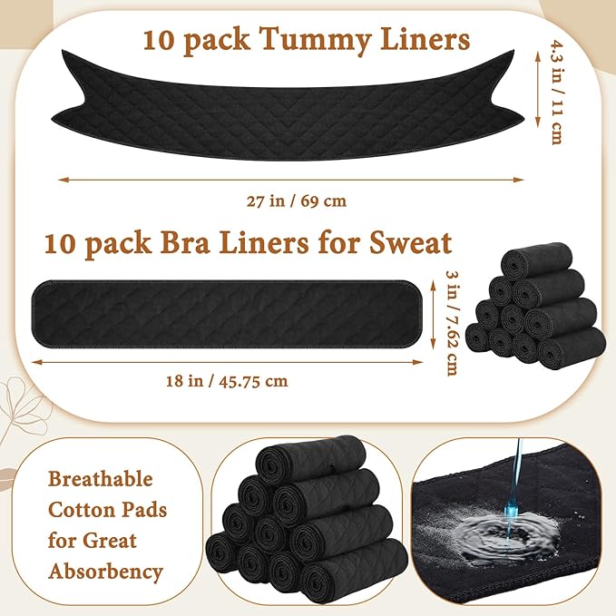 Cotton Tummy Liners and Bra Liners Set for Sweat Rash Skin Folds Plus Size Women Sweating Supplies-VivaGrace Women
