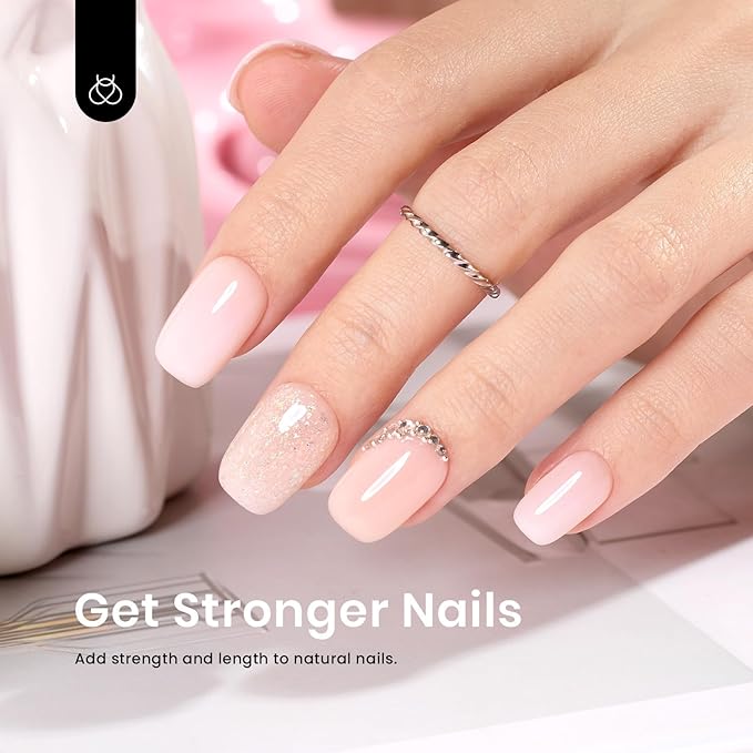 Beetles Builder Gel for Nails, 7 in 1 Builder Nail Gel Nude Jelly Beige Color Building Nail Apex & Nail Extension Strengthener Thin Nails DIY Nail Art Design for Beginner Women-VivaGrace Women