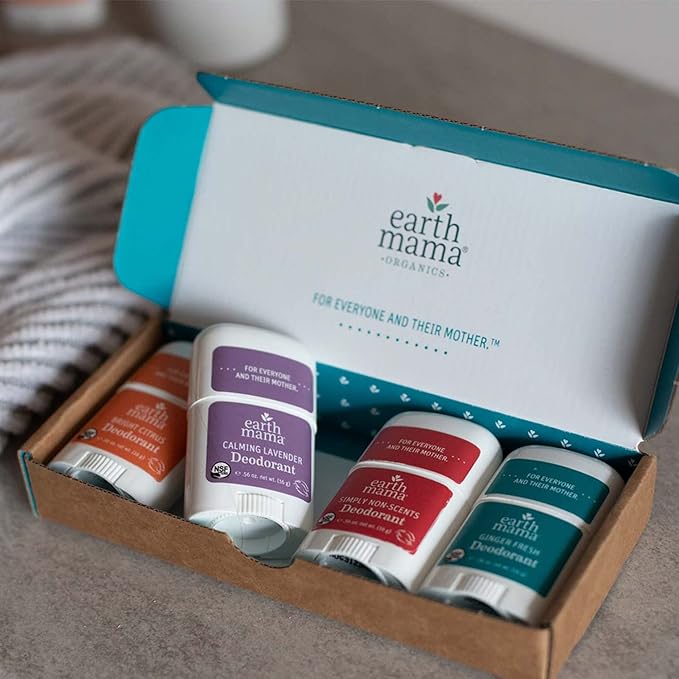 Earth Mama Mini Deodorant Travel Set | Safe for Sensitive Skin, Pregnancy and Breastfeeding, Contains Organic Calendula with No Fragrance Chemicals, No Baking Soda or Aluminum (4-Pack)-VivaGrace Women