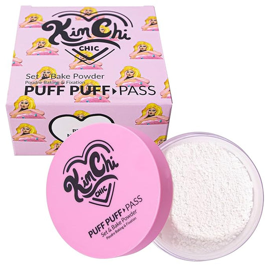 Kimchi Chic Beauty Puff Puff Pass Set and Bake Powder, Loose Face Powder with Extra Fluffy Setting Powder Puff, Soft Lavender Face Makeup for Uneven Skin Tone, 01 lvander-VivaGrace Women