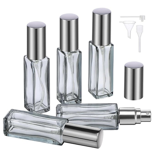Segbeauty Travel Perfume Bottle Refillable, Empty Mini Portable Perfume Atomizer with Funnel, 5 Set of 10ML Glass Spray Bottle Fine Mist Leak-proof Sprayer Travel Sample Bottles for Cologne Fragrance-VivaGrace Women