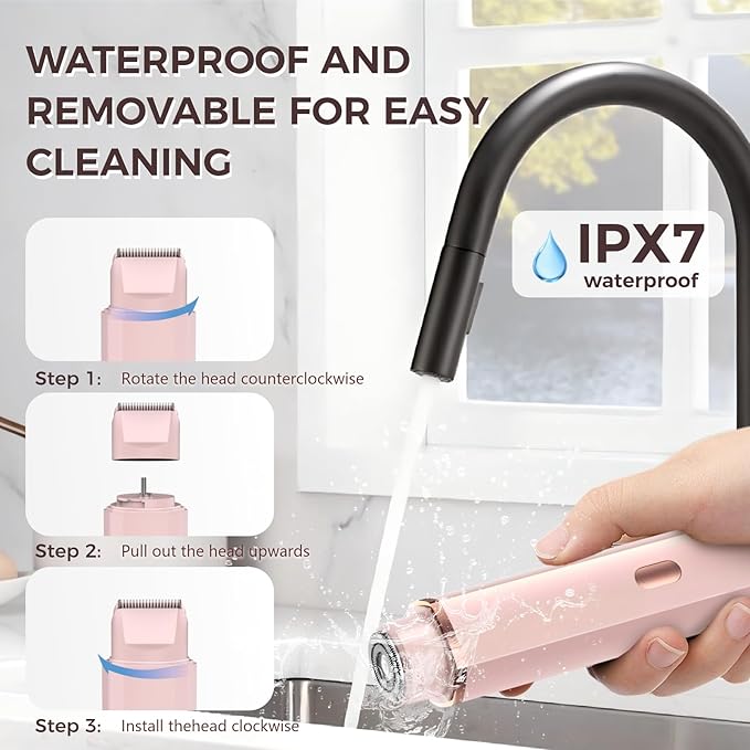 Bikini Trimmer for Women, 2 in 1 Electric Razors for Women, IPX7 Waterproof, USB Rechargeable Wet and Dry Shaver, Suitable for Hair Removal All Over The Body-VivaGrace Women