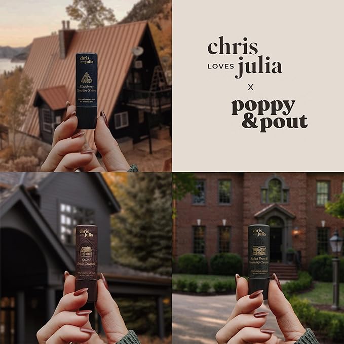 Jumbo Lip Balm Gift Set (Chris Loves Julia Trio) | Poppy & Pout All Natural Lip Balms & Moisturizers | Hydrates with Beeswax, Vitamin E, Organic Coconut Oil | Cruelty-Free | Recyclable Cardboard Tube-VivaGrace Women