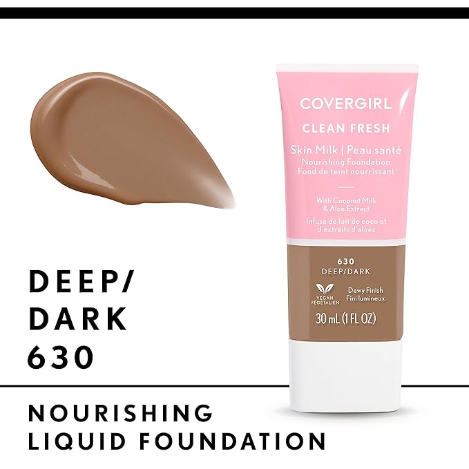 COVERGIRL, Clean Fresh Skin Milk Foundation, Deep/Dark, 1 Count (packaging may vary)-VivaGrace Women