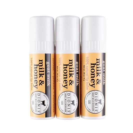 Dionis Goat Milk Skincare Milk & Honey Holiday Lip Balm Gift Set - Beeswax, Shea Butter & Coconut Oil Lip Care Products Made in The USA - Cruelty Free Lip Moisturizer For Chapped Lips, 0.28oz 3 Pack-VivaGrace Women