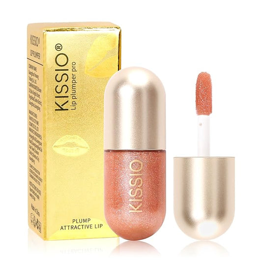 KISSIO Lip Plumper,Color Lip Plumper Gloss,Lip Enhancer,Plant Extracts Plumping Lip Serum,Moisturizing Lip Gloss for Fuller Lips and Hydrated Beauty Lips 5.5ml (03 Lakeside)-VivaGrace Women