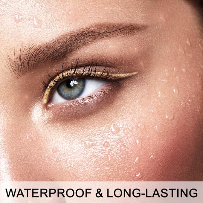 evpct 1Pcs Gold Color Gel Glitter Eyeliner Pencils Set for Women Waterline Waterproof Smudge Proof lapiz de ojos delineador de ojos contra el agua Eye Liner Makeup,04# Gold