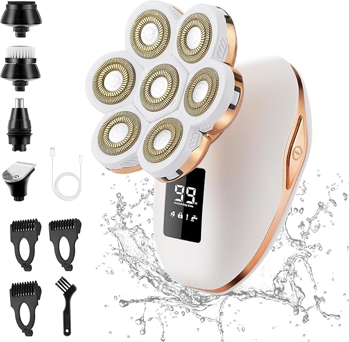 Electric Razors for Women, 7D Electric Shaver for Women, 5 in 1 Lady Shavers, Wet/Dry Bikini Trimmer, Rechargeable Facial Hair Removal, Painless Face Razor for Arms Legs Armpit Pubic Area-VivaGrace Women