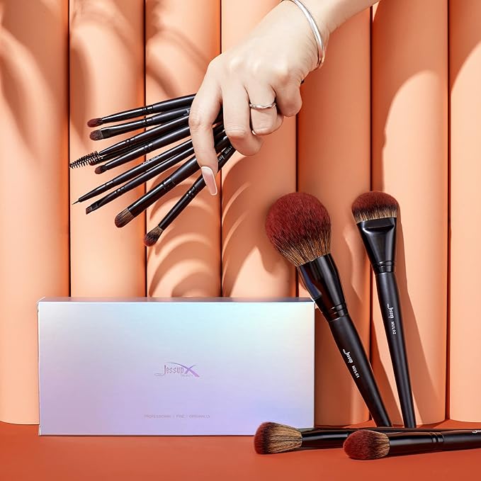 Jessup Full Makeup Brushes Set 13pcs, Professional Vegan Foundation Powder Contour Blush Highlight Eyeshadow Blending Concealer Spoolie EyeLiner Brush, Phantom Black T300-VivaGrace Women